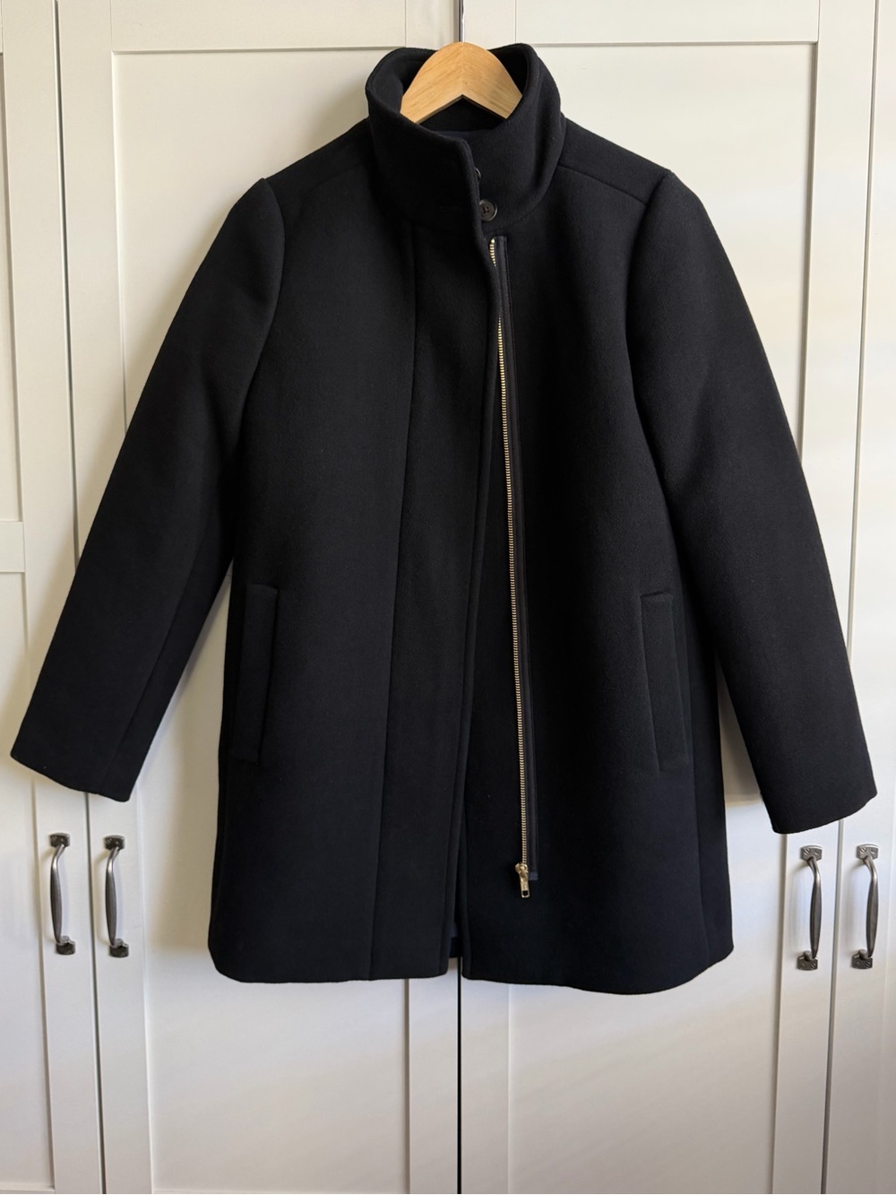 J.Crew Factory City Coat with Button Neck in Black Size 00 - Picture 5 of 5